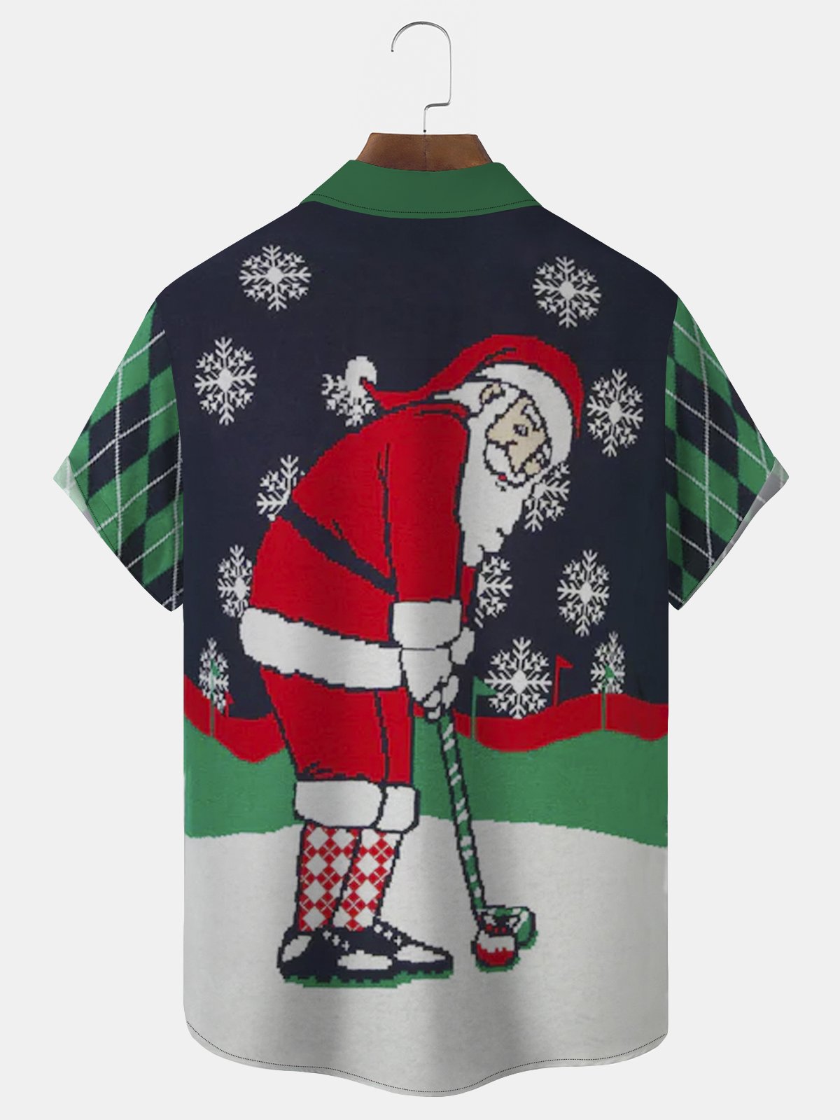 Men's Christmas Santa Baseball Print Men's Button Pocket Shirt