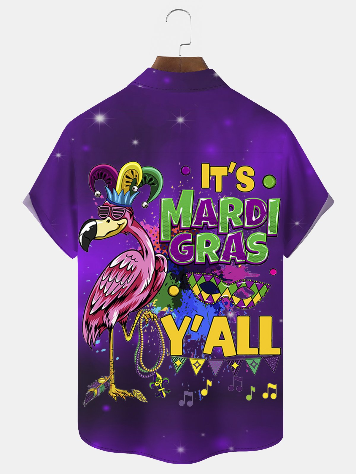 Mardi Gras Printed Men's Button Pocket Shirt