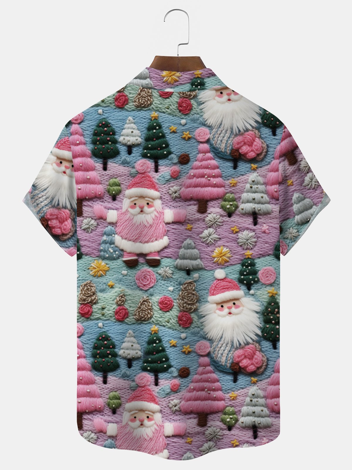 Christmas Gnome Print Men's Button Pocket Shirt