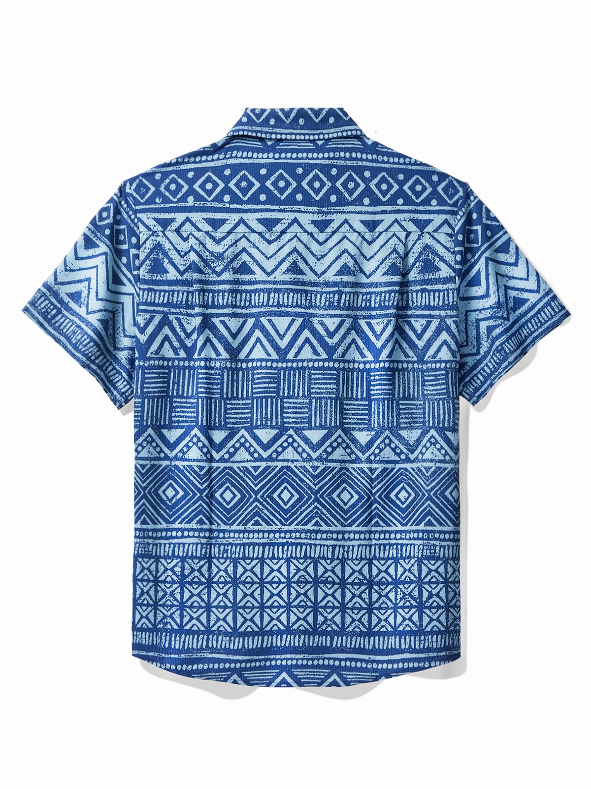 JoyMitty Beach Vacation Vintage Blue Men's Hawaiian Cool Ice Shirts Tapa Geometric Moisture Sweat-wicking Breathable Aloha Camp Pocket Shirts