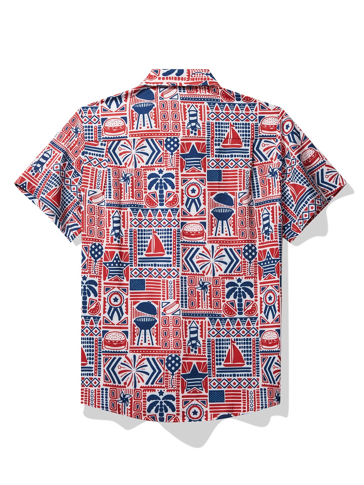 JoyMitty Beach Holiday Casual Men's Hawaiian Cool Ice Shirts BBQ Family Party Sweat-wicking Breathable Aloha Pocket Camp Shirts