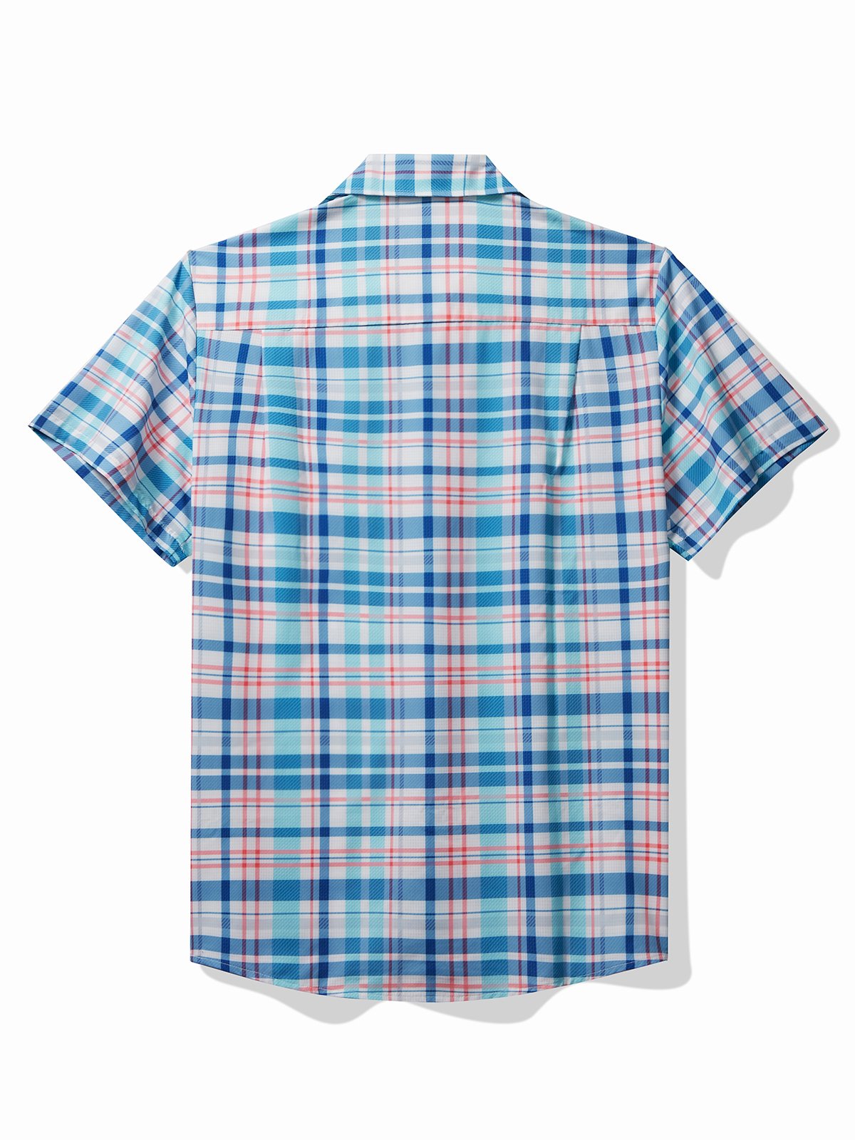 JoyMitty Beach Vacation Blue Men's Plaid Cool Ice Shirts Island Life