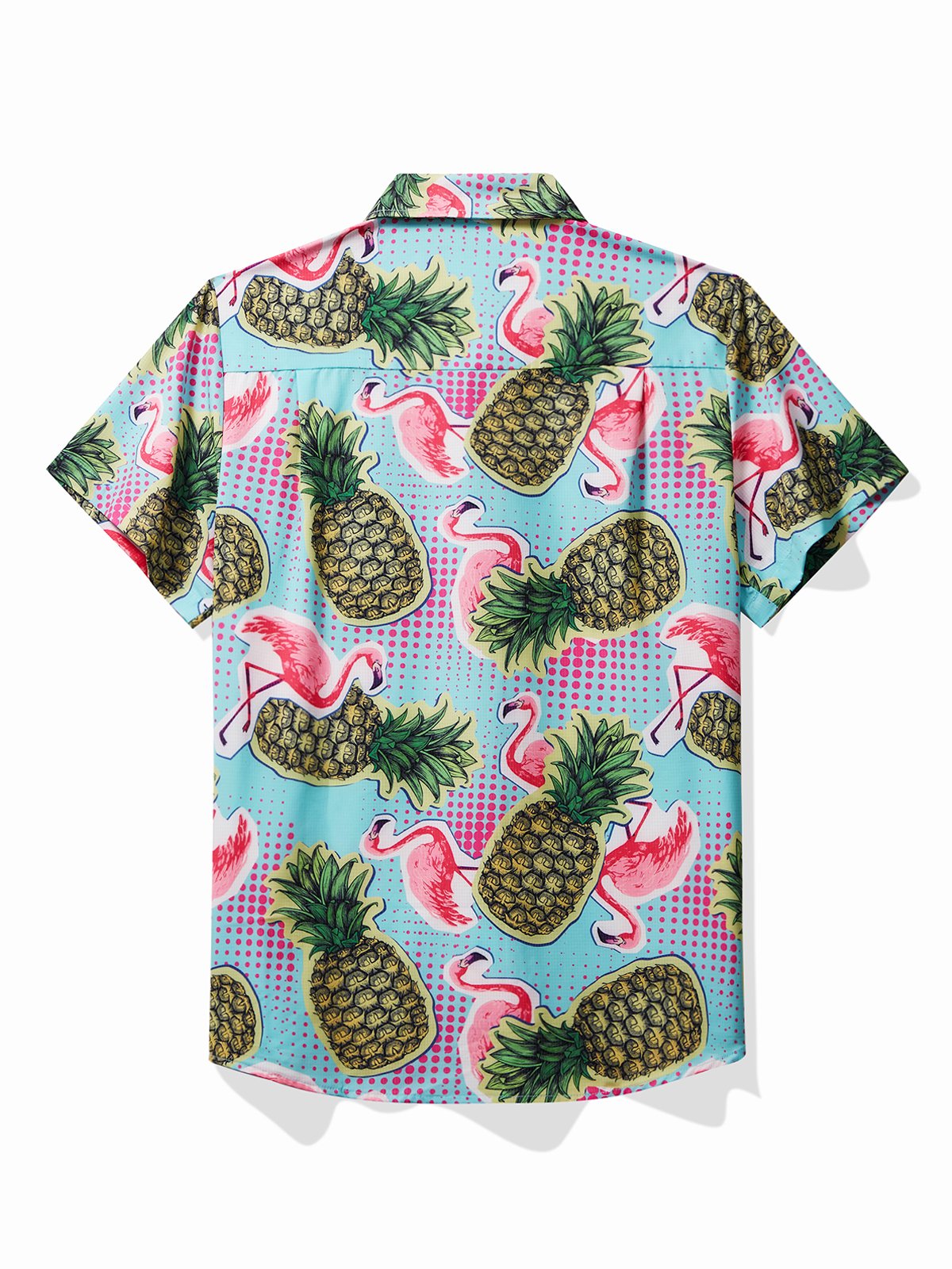 JoyMitty Beach Holiday Blue Men's Hawaiian Cool Ice Shirts Flamingo Pineapple