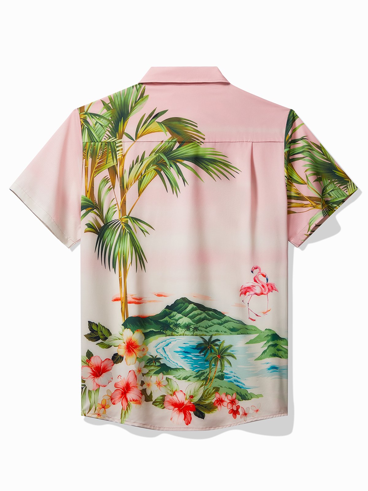 JoyMitty Beach Vacation Pink Men's Hawaiian Cool Ice Shirts Island Coconut Flamingo