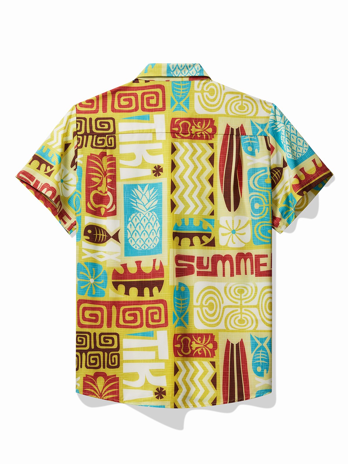 JoyMitty Beach Holiday Men's Hawaiian Shirts TIKI Totem Sweat-Wicking Breathable Easy Care Stretch Aloha Camp Pocket Shirts