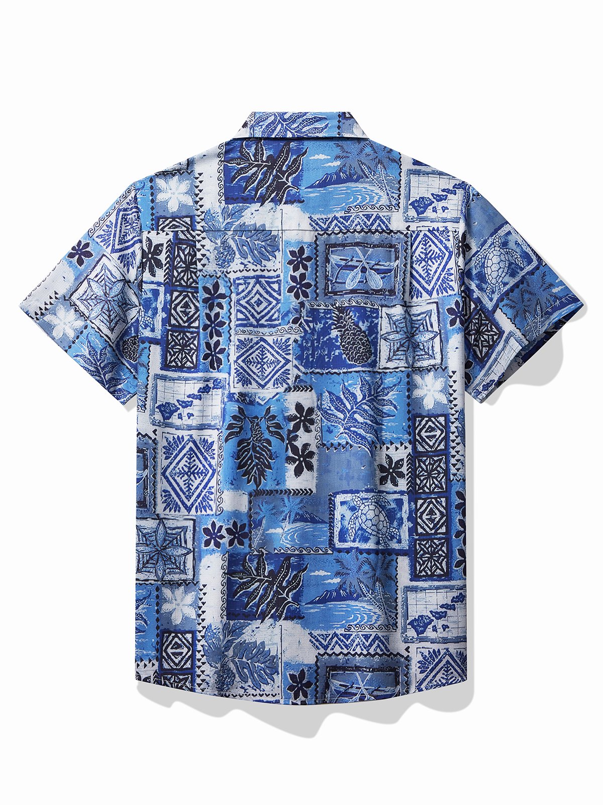 JoyMitty Ethnic Print Cool Ice Shirts Sweat-wicking Beach Men's Hawaiian Oversized Pocket Shirt