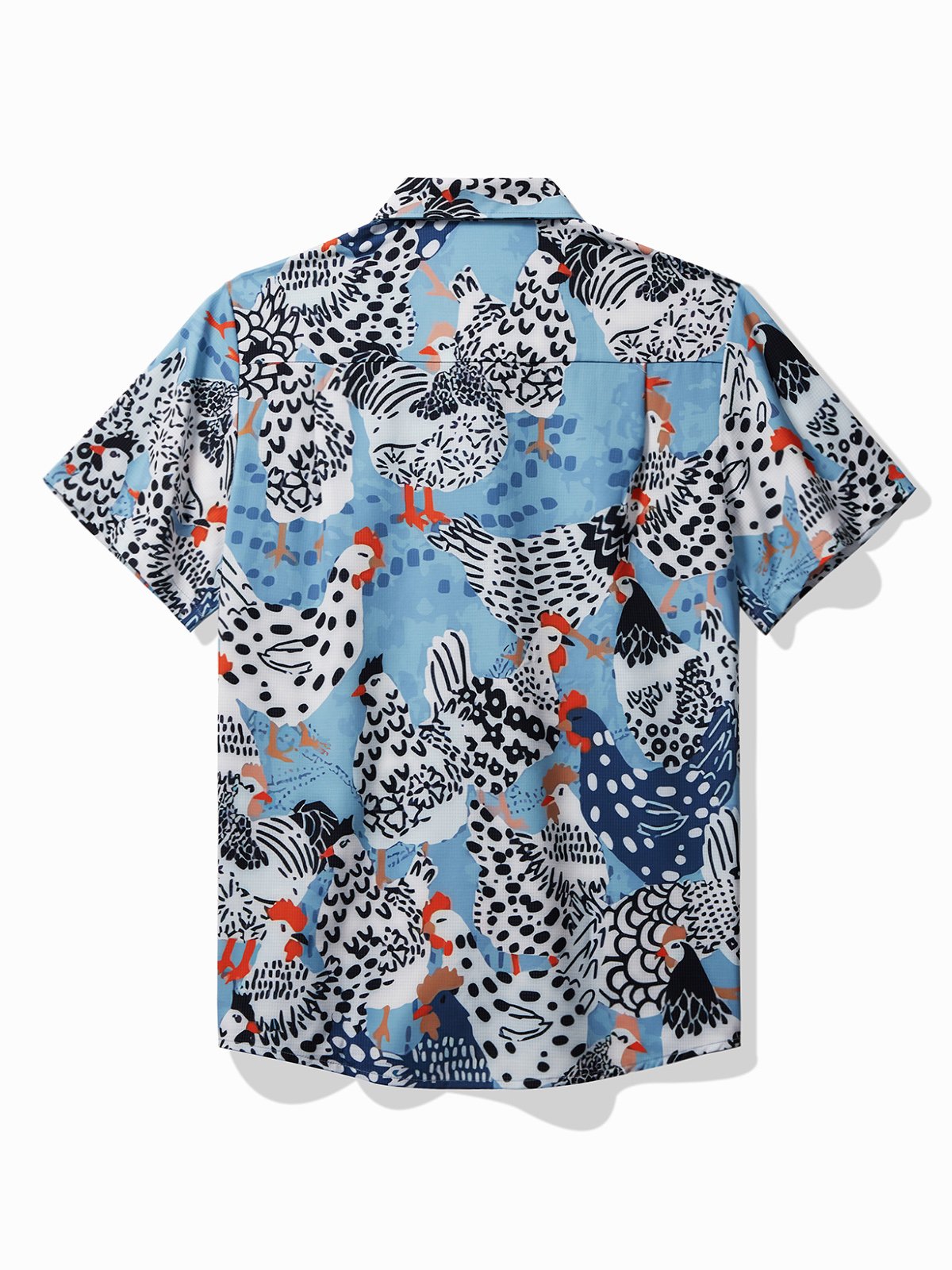 JoyMitty Rooster Print Cool Ice Shirts Sweat-wicking Beach Men's Hawaiian Oversized Pocket Shirt