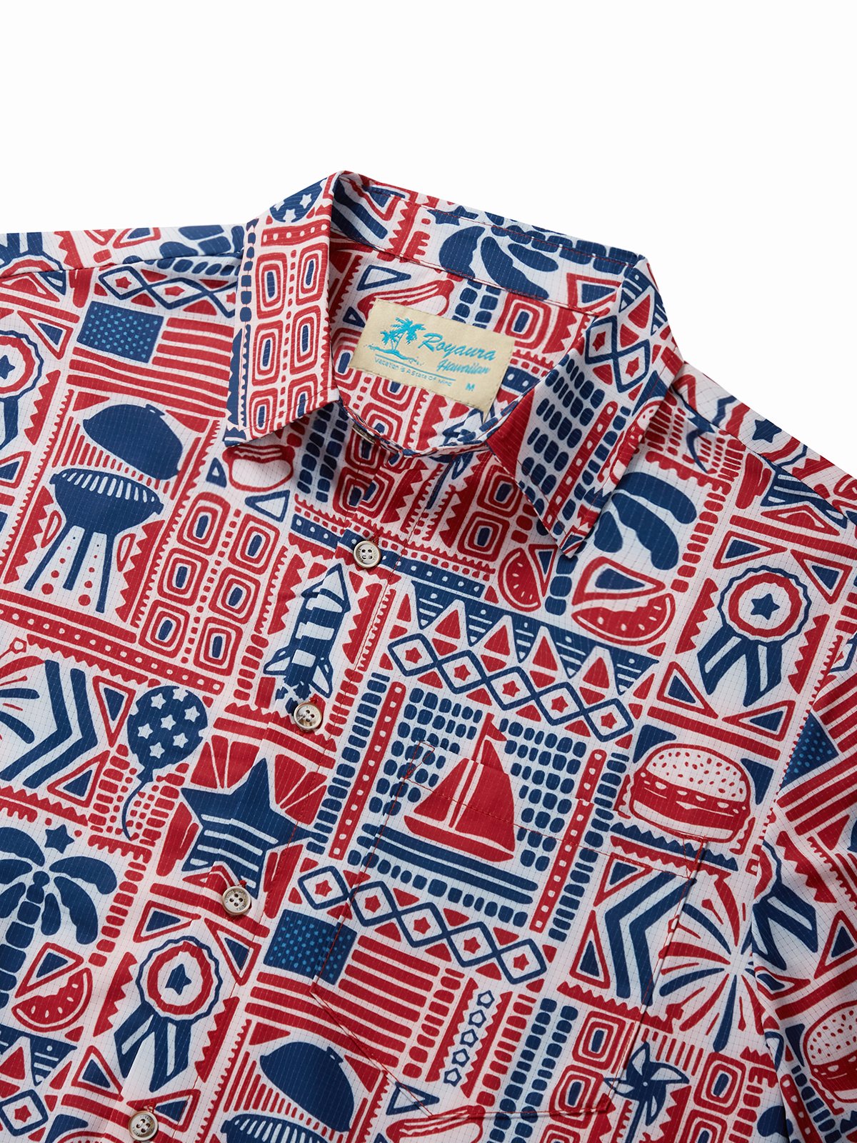 JoyMitty Beach Holiday Casual Men's Hawaiian Cool Ice Shirts BBQ Family Party Sweat-wicking Breathable Aloha Pocket Camp Shirts