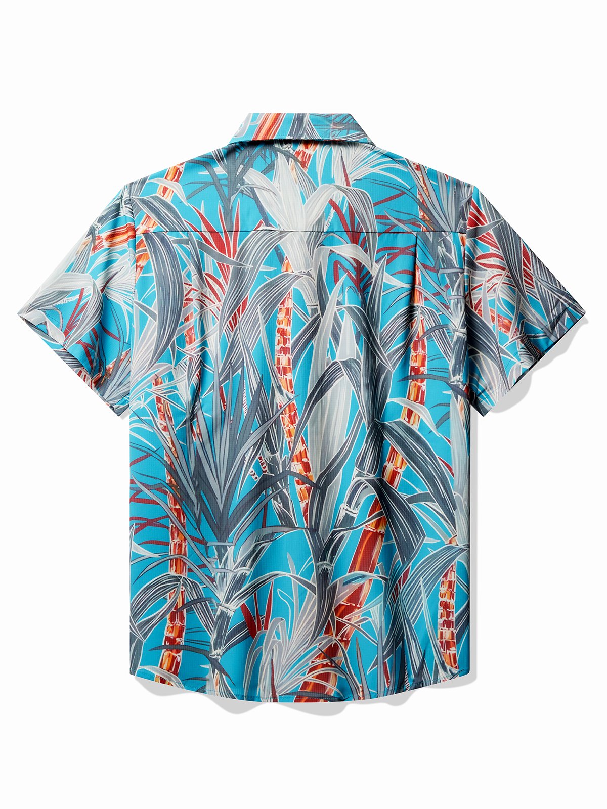 JoyMitty Hawaiian Botanical Leaf Print Men's Button Pocket Quick Dry Cool Ice Shirts Sweat-wickingShirt