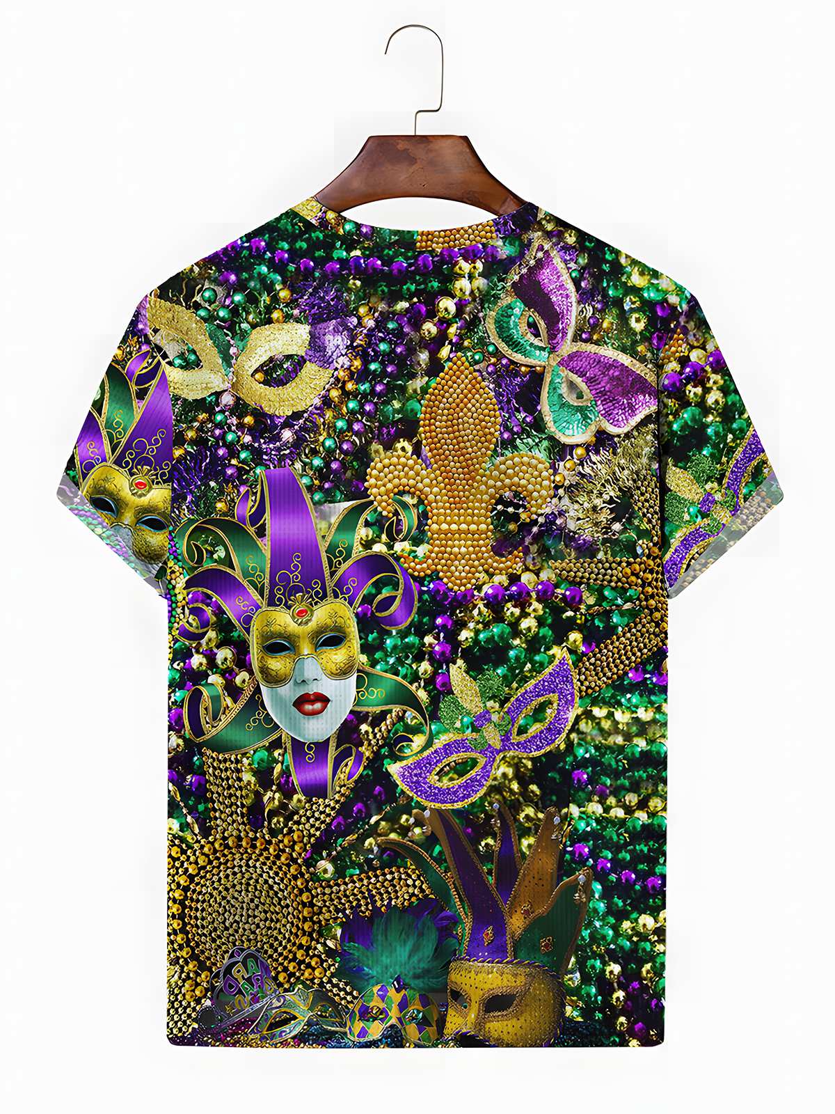 Holiday Mardi Gras Men's Art T-Shirt Oversized Cotton Blend Stretch Tops