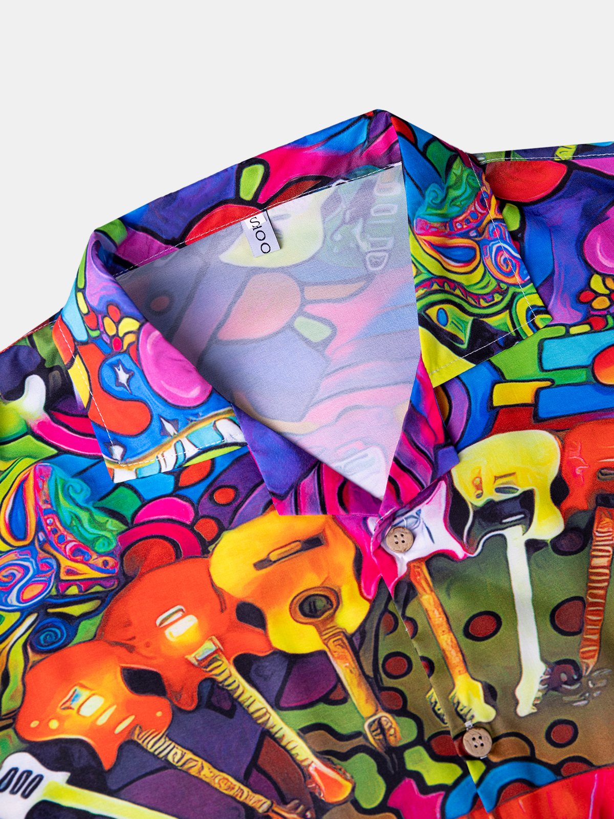 Printed Ombre Shirt Collar Shirts & Tops