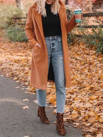 Casual Patchwork Shawl Collar Overcoat