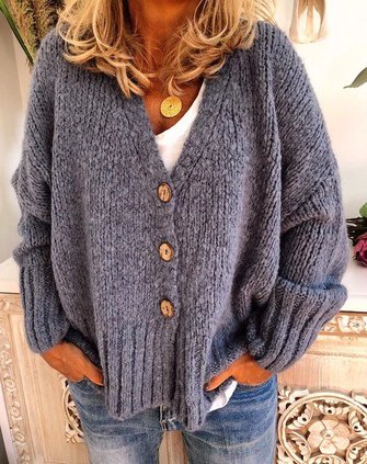 Buttoned Casual Sweater coat