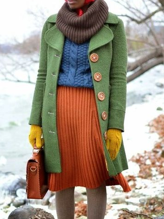 Solid Long Sleeve Cotton-Blend Overcoat