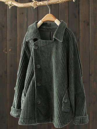 Casual Over Size Long Sleeve Corduroy Trench coat