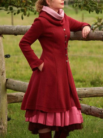 Solid Cotton-Blend Casual Overcoat