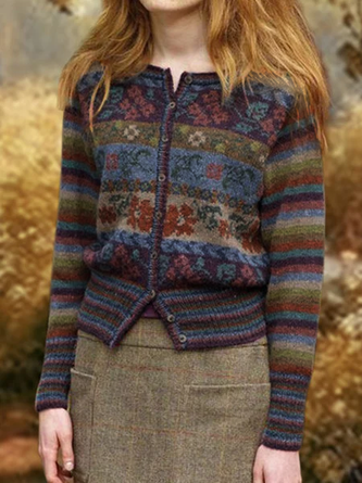 Floral Casual Knit coat