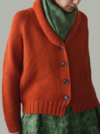 Red Vintage Cotton-Blend Buttoned Knit coat