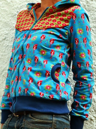 Printed Hoodie Long Sleeve Casual Knit coat