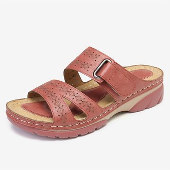 CLEARANCE Women's Comfy Buckle Strap Wedge Footbed Slippers