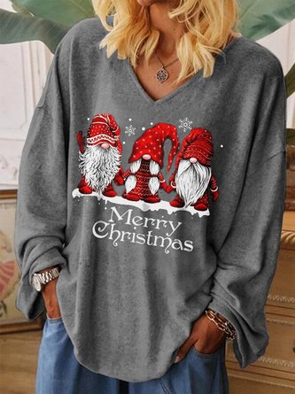 Merry Christmas Snowman V-neck Plus Size 3D Printed Women's Sweatshirt & Hoodie JOYMITTY