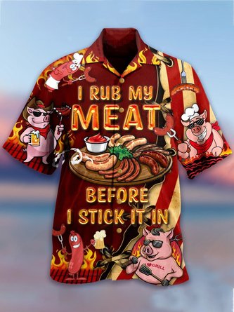 Joymitty Men's Black Friday- Christmas Shirt Collar Abstract Printed Hawaiian Shirts & Tops
