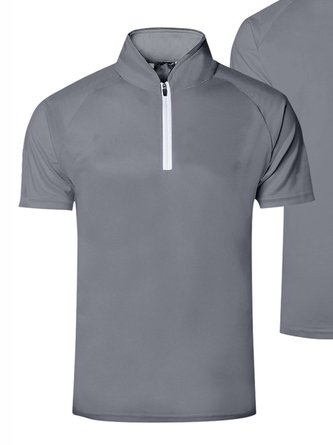 Mens Striped Print Casual Breathable Polo Shirt
