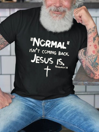 Easter Cross letters Printing Short Sleeve T-shirt
