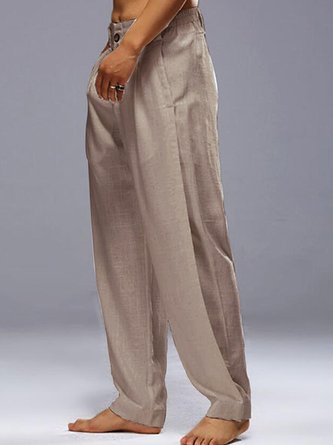 Men's Cotton Linen Elastic Waist Breathable Comfort Drawstring Casual Trousers