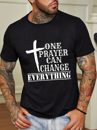 Easter Cross Letter Print Men's Casual Short Sleeve T-Shirt