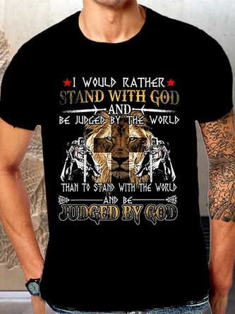 Easter Cross Letter Print Men's Casual Short Sleeve T-Shirt