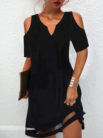 Sexy Solid Short Sleeve Knit Dress