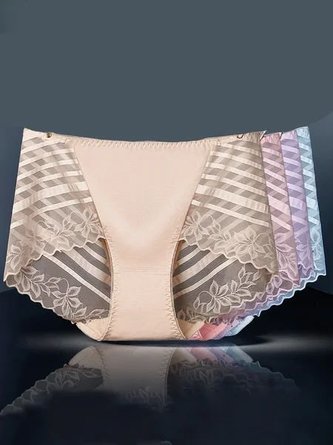 Sexy Lace Breathable Comfort Cotton Mid Waist Briefs Plus Size