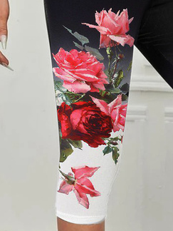 Casual Floral Design High-stretch Knitted Leggings