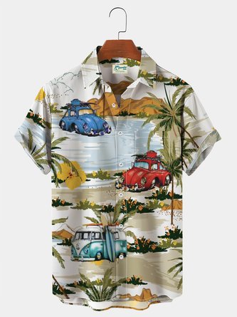Men's Holiday Casual Aloha Shirts Beach Hawaii Palm TreeWrinkle Free Plus Size Tops