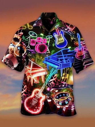 Men's Where Words Fail Music Speaks colorful hawaiian shirt