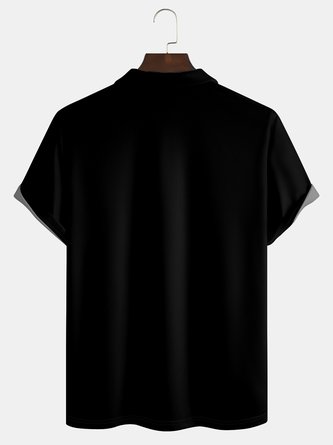 Casual Art Collection Abstract Gradient Stone Pattern Element Pattern Lapel Short Sleeve Polo Print Top
