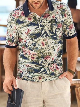 Multicolor Holiday Series Cotton-Blend Floral Shirts & Tops
