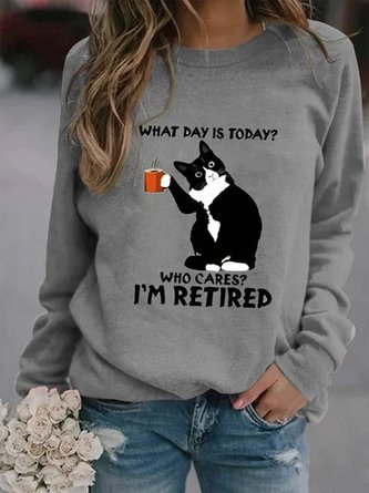 Women‘s Black Cat What Day Is Today Who Care Sweatshirts