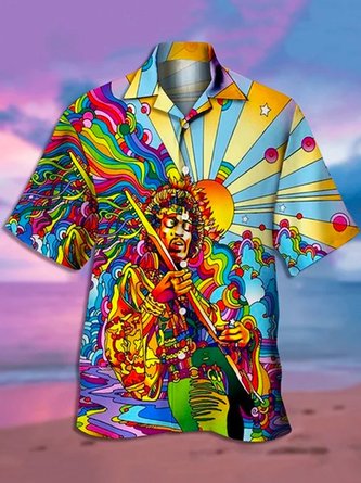 Men's Music Hawaiian Breathable Shirt