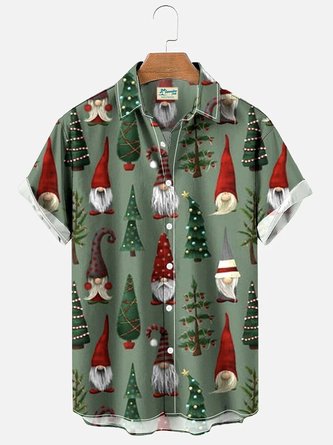 Men's Christmas Hawaiian Casual Short Sleeve Seersucker Wrinkle Free Shirt