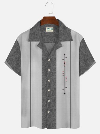 Men's Vintage Casual Bowling Shirts Poker Cotton Linen Wrinkle Free Breathable Plus Size Camp Shirts