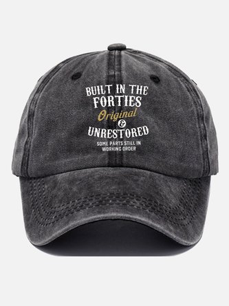 Men's Vintage Built In The FORTIES Printed Distressed Washed Baseball Cap