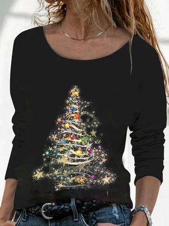 CLEARANCE Christmas Xmas Tree Casual crew neck top t-shirt female