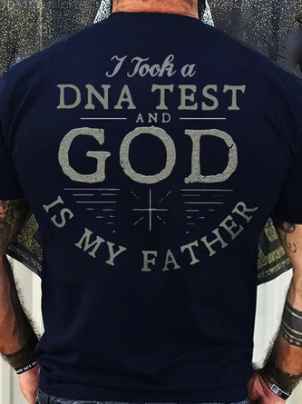Men's God Father Letters Cotton Crew Neck Casual T-Shirt