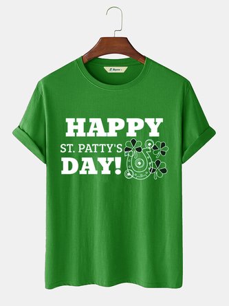  Happy St.Patrick's Men's Short Sleeve T-Shirt Clover Art Oversized Stretch Tops