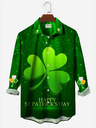 St. Patrick's Holiday Green Print Shirt Plus Size Holiday Shirt
