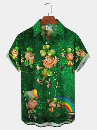 St. Patrick's Day Clover Print Holiday Shirt Plus Size Shirt