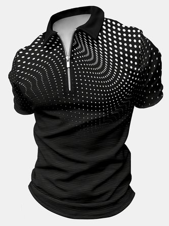 Men's Geometric Polka Dot Abstract Art Gradient Wave Shading Business Printing Random Print Polo Collar Casual Polo Shirt