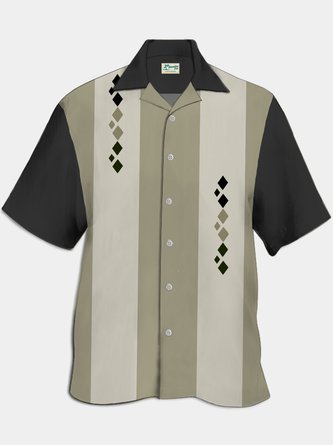 Royaura Vintage Bowling 50s Geometric Hawaiian Shirt Plus Size Resort Shirt